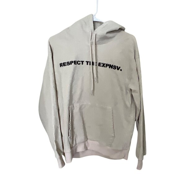 Wild Expensive Clothing Respect The Expnsv Beige Corduroy Hoodie S Beach Boho Gr - Picture 5 of 10